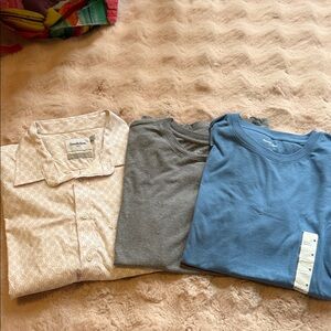 Goodfellow & Co Beige, Gray, and Blue Men's Shirt Trio